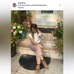 ReVamped Size XS Peach/Pink/Cream Paperbag Self-Tie Flare Pants $35